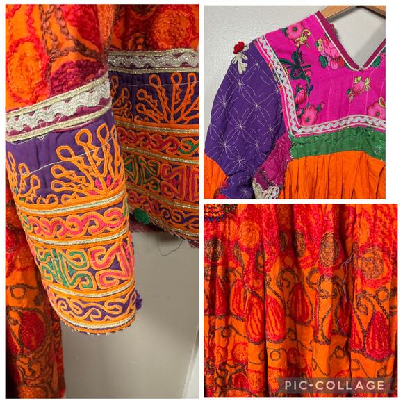 Vintage Handmade Beaded Embroidered Afghan Tribal Kuchi Dress - Picture 9 of 12